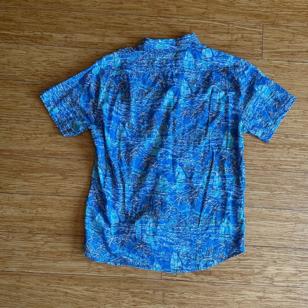 Izod Saltwater Relaxed Dockside Blue Revival Sailboat S/S Shirt Men's Size XL - Picture 3 of 6